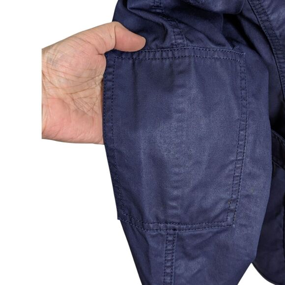 J. Crew Size M Navy Blue Windbreaker Gold Snaps Safari Style Long Sleeve Preppy - Picture 8 of 12